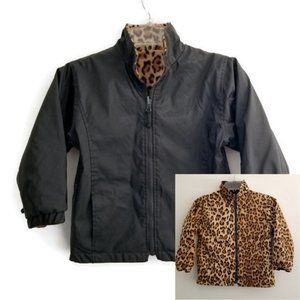 Big Chill Girl's 5/6 Reversible Coat Black/Leopard